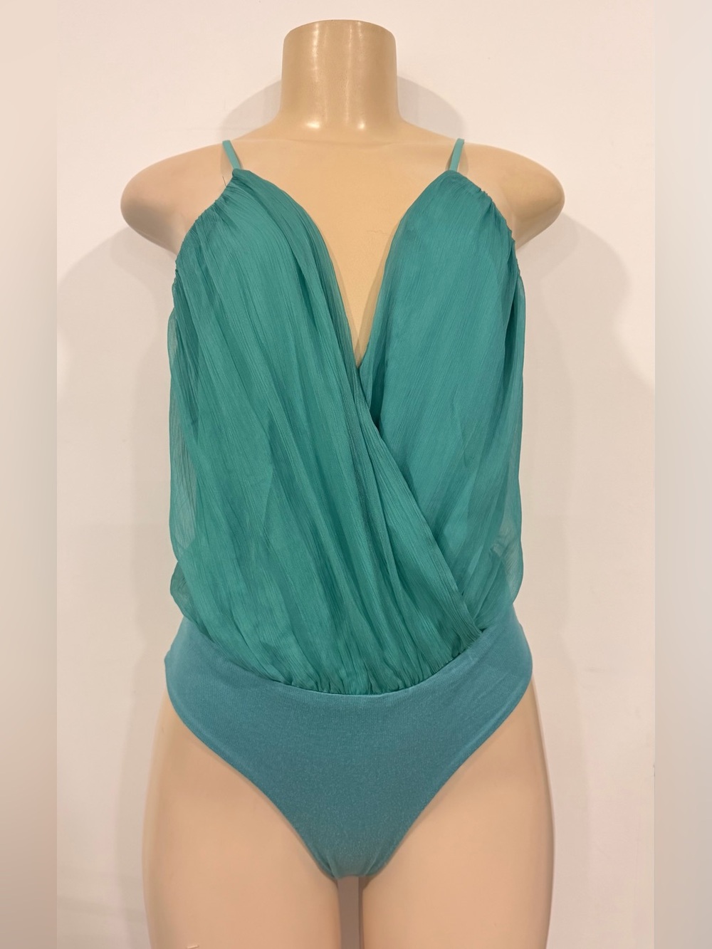 Caribbean Queen Teal Wrap-Front Bodysuit